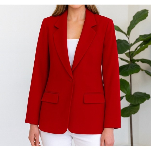 Pendleton Jackets & Blazers - Pendleton Red Wool Blend Single Button Blazer Jacket Women's Size 8